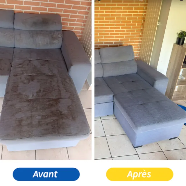 Comparaison avant après nettoyage de canapé - résultats professionnels